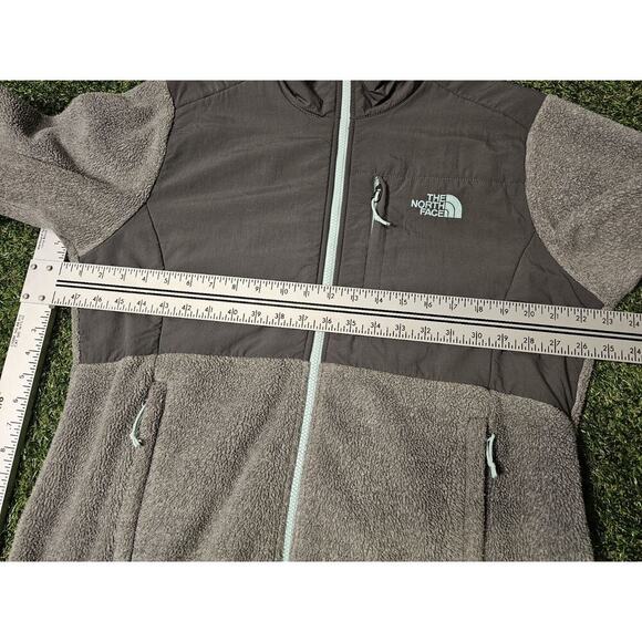 The North Face Women Full Zip Fleece Polartec Jacket L Gray Mint Trim W Pockets - Picture 5 of 8